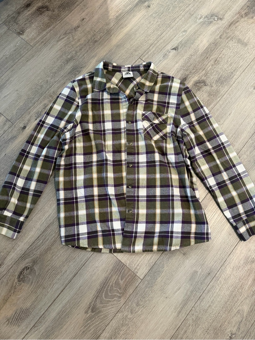 ZeroXposur Olive, Purple & White Plaid Shirt